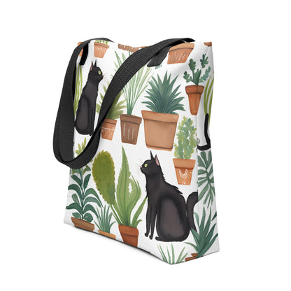 Cats and Plant Lovers Canvas Tote Bag