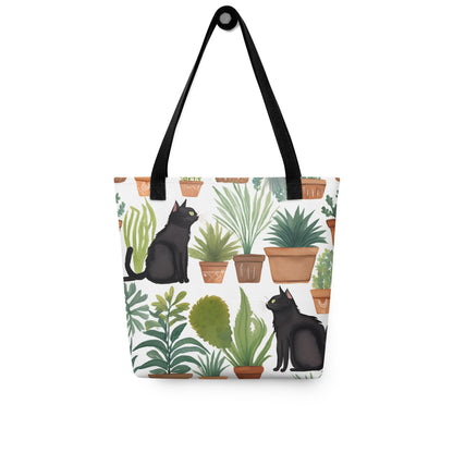 Cats and Plant Lovers Canvas Tote Bag