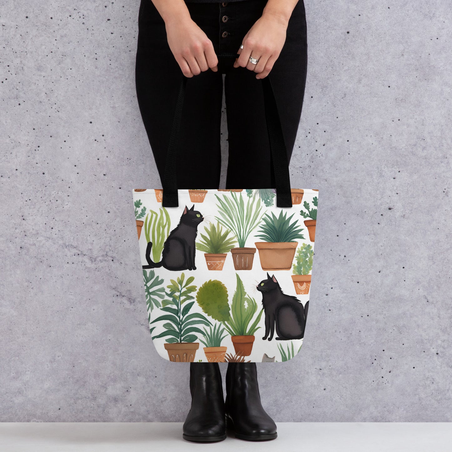 Cats and Plant Lovers Canvas Tote Bag